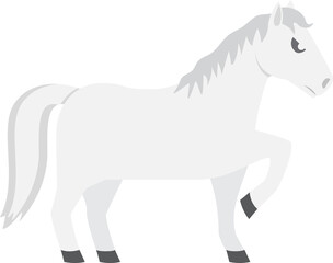 White Horse Flat Style Cartoon Icon