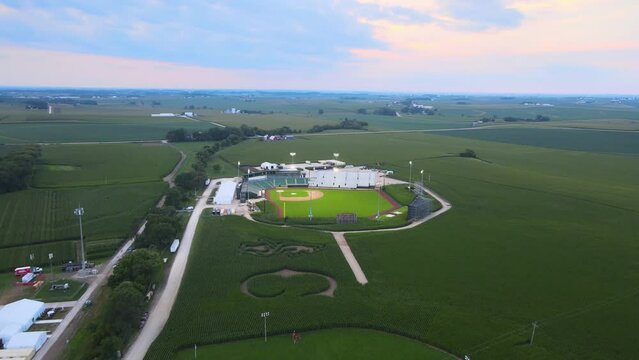 2022 - Excellent Aerial View Of The Floodlights And Baseball Diamond Where Field Of Dreams Was Filmed.