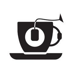 Natural tisanes tea cup icon | Black Vector illustration |