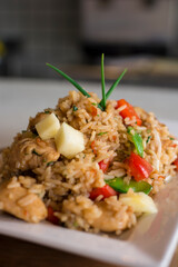 Arroz chaufa fried rice peruvian gourmet restaurant food