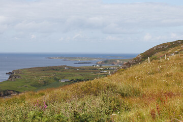 view of the irish coastline showing the atlantic in the distance