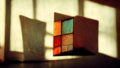 Abstract square building bricks, multi colored blocks and blurry focal shadows - delightfully odd, unusually pretty strange background graphics resource.