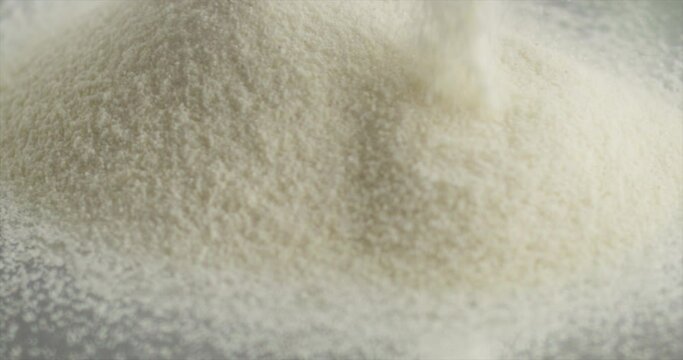 Groats semolina falls on a hill of groats