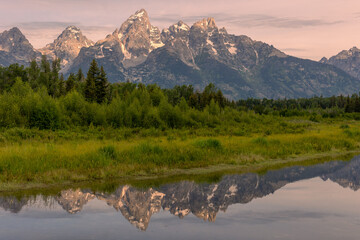 Scenic Sunrise Reflection Landscape in the Tetons in Summer