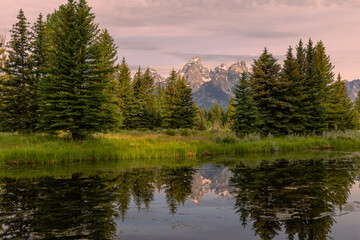 Scenic Sunrise Reflection Landscape in the Tetons in Summer