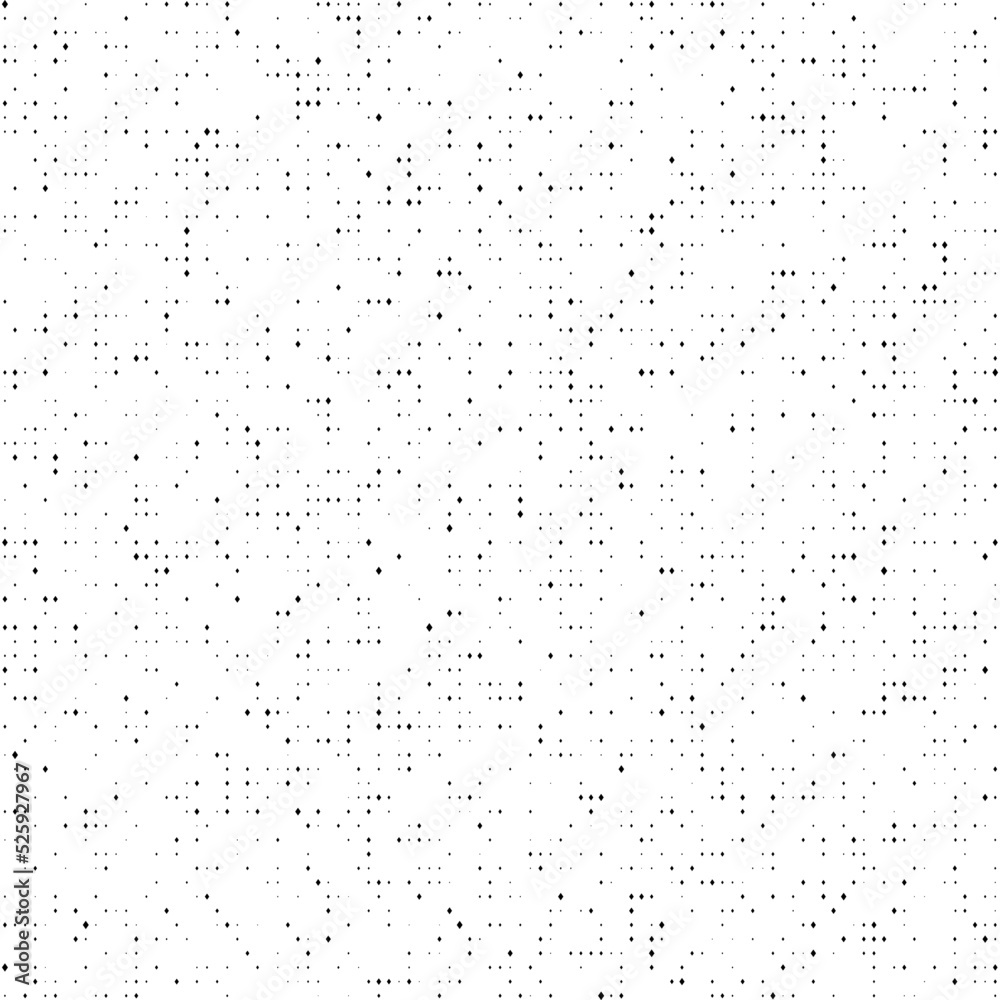 Poster Halftone noise texture background. Comic style grain pattern. Pixelated rhomb particles wallpaper. Black and white grain and dots overlay. Dust speckles effect. Grunge bitmap vector