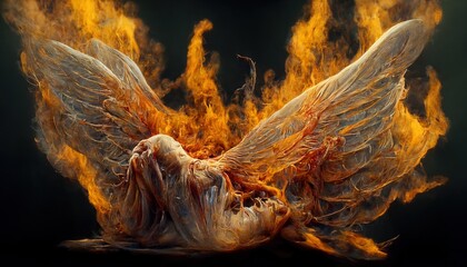 illustration of a burning dying angel