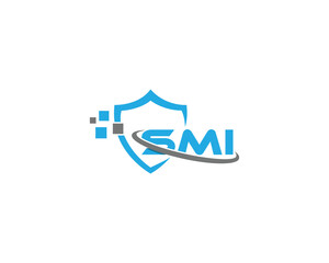 Letters SMI Logo With Shield Style Creative Design Concept. Icon For Business Company, It Company, Protection Symbol And Technology.