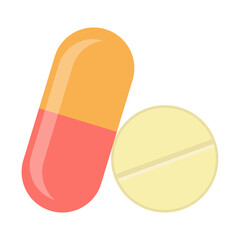 Pills flat icon isolated on white background. Vector illustration.