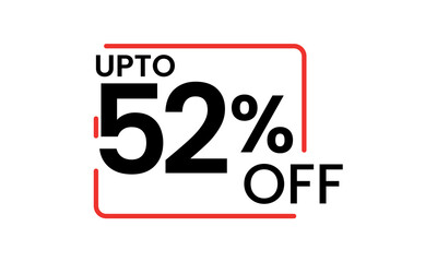 upto 52 percent discount vector, 52 percent off vector typography, 52 percent discount