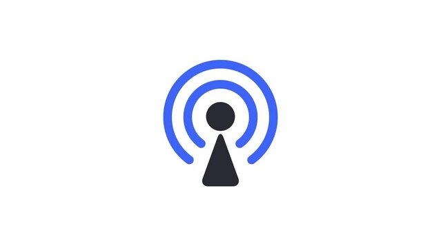 Animated antenna with signal icon. Taking signal and sharing info concept icon.