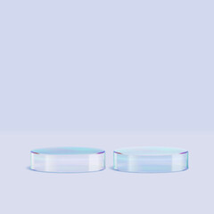 3d glass podium. Beauty product display cosmetic minimal scene. Vector cosmetic promotion stage.