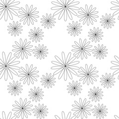 Seamless abstract floral pattern. Black, white. Vector illustration. Botanical texture. Flowers ornament. Design for textile fabrics, wrapping paper, background, wallpaper, cover.