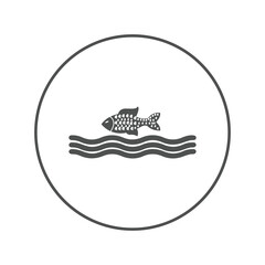 Fish swimming on water icon | Circle version icon |