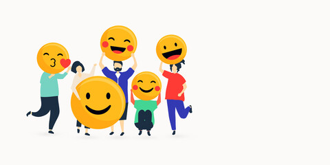 emojis icon set with feelings reactions faces of cartoon characters.