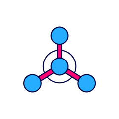 Filled outline Molecule icon isolated on white background. Structure of molecules in chemistry, science teachers innovative educational poster. Vector