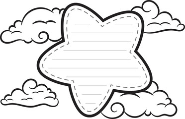 sticky star note letter for writing sketch for coloring