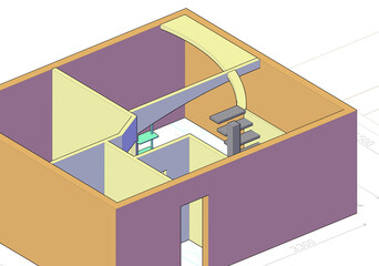 Visualization of rooms small house architectural project illustration