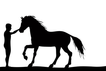silhouette of a horse with a boy
