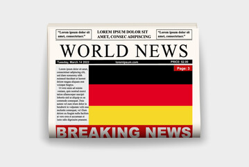 Fototapeta premium Germany country newspaper with flag, breaking news on newsletter, news concept, gazette page with headline