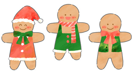 かわいいジンジャーブレッドマン水彩風