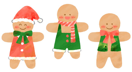 かわいいジンジャーブレッドマン水彩風