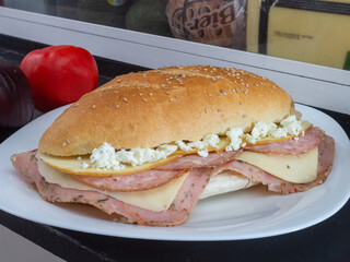 sandwich with ham and cheese