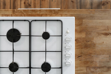top view of gas cooker at modern kitchen