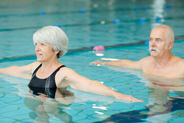 Fototapeta premium senior couple in swimming pool