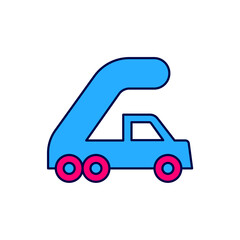 Filled outline Passenger ladder for plane boarding icon isolated on white background. Airport stair travel. Vector