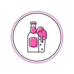 Filled outline Beer bottle and glass icon isolated on white background. Alcohol Drink symbol. Vector