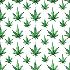 Seamless pattern of cannabis leaves. Ganja pattern.