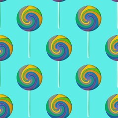 Fototapeta na wymiar Sugar cartoon color lollipop seamless kids pattern for wrapping and fabrics and notebooks and clothes print