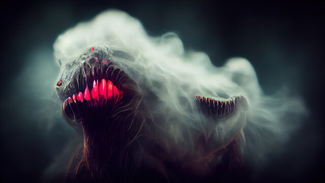Terrible monsters, mutants. Horror background. Halloween. Ai.
