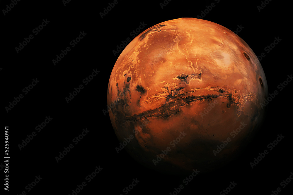 Wall mural planet mars on a dark background. elements of this image furnished by nasa