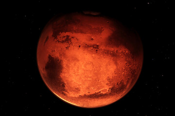 Planet Mars on a dark background. Elements of this image furnished by NASA