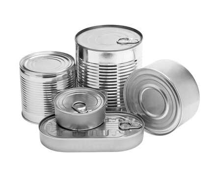 metal cans on transparent background,