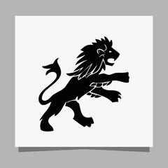 black lion logo on white paper with shadow, perfect for business logos and business cards