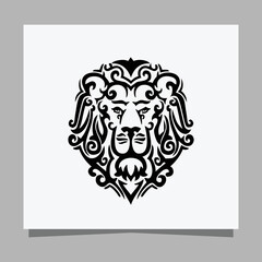 black lion logo on white paper with shadow, perfect for business logos and business cards
