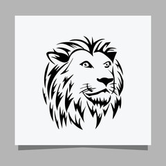 black lion logo on white paper with shadow, perfect for business logos and business cards