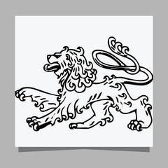 black lion logo on white paper with shadow, perfect for business logos and business cards