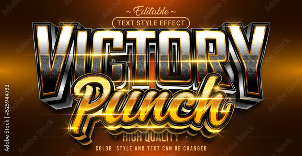 Poster editable text style effect - victory punch text style theme.