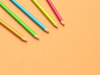 3d rendering four pencils on a yellow background, back to school