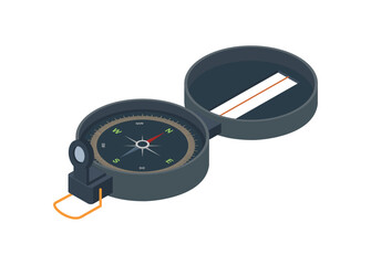 Navigation compass. Simple flat illustration in isometric view.