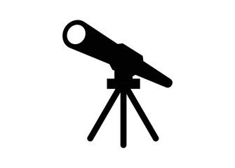 Astronomy telescope. Simple illustration in black and white.