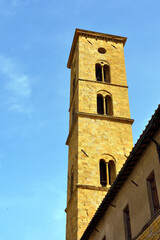 Fototapeta na wymiar bell tower of the cathedral of Volterra tuscany Italy