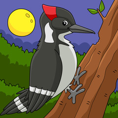 Woodpecker Bird Animal Colored Cartoon 