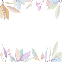 Fototapeta na wymiar Background with watercolor leaves. Watercolor drawing with leaves. Vector illustration in watercolor style