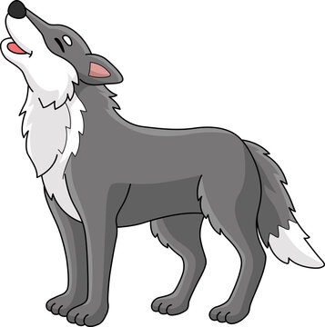Wolf Animal Cartoon Colored Clipart Illustration