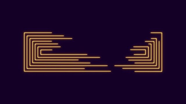 Neon yellow animated background for logos, icon. Looped animation. Cycle. Moving loading symbol. Texture of glowing stripes. LED strip. Game maze. Light rays. Screensaver social networks, business. 4k